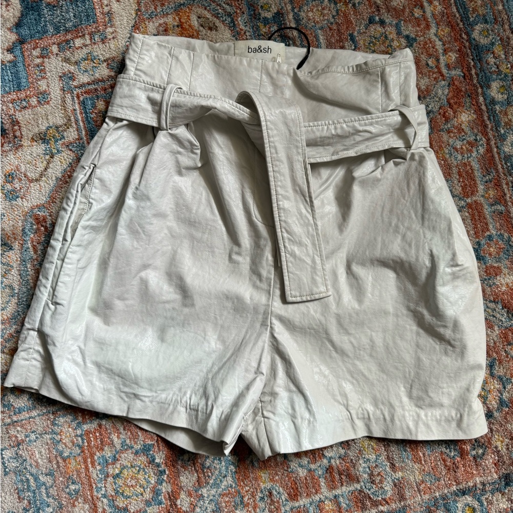 Ba&sh vegan leather highwaist tie shorts - 0